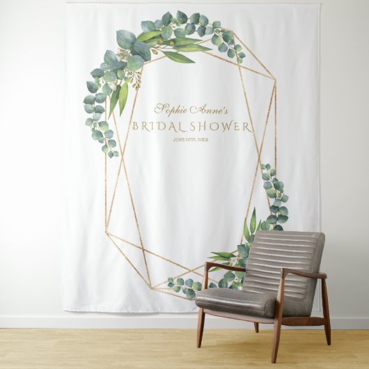 Luxe Eucalyptus Bloei Gouden Bruiloftssalon Prop Wandkleed (In situ)