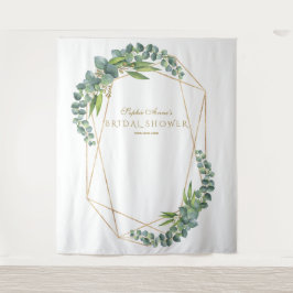Luxe Eucalyptus Bloei Gouden Bruiloftssalon Prop Wandkleed