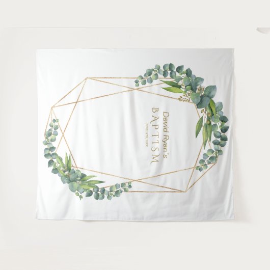 Luxe Eucalyptus Bloei Gouden Doop Requisiet Wandkleed (Voorkant (horizontaal))