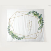 Luxe Eucalyptus Bloei Gouden Frame Doop Requisiet Wandkleed (Voorkant (horizontaal))