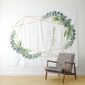 Luxe Eucalyptus Bloei Gouden Frame Huwelijksdecora Wandkleed (In Situ (horizontaal))