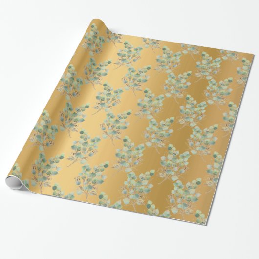 LUXE EUCALYPTUS GOLD WRAPPINGPAPIER CADEAUPAPIER (Uitgerold)