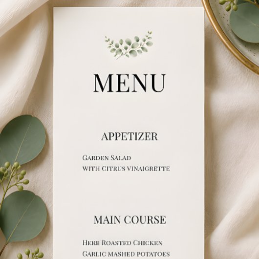 Luxe Eucalyptus Groene Huwelijk Menu