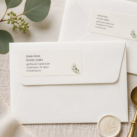 Luxe Eucalyptus Groene Retouradres  Etiket