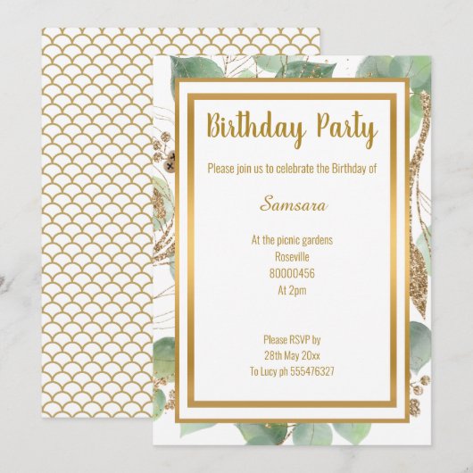 LUXE EUCALYPTUS MERMAID INSPIRED ALLE GEVALLEN KAART (Voorkant / Achterkant)