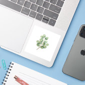 Luxe Eucalyptusbladsticker Elegante Saliegroene Ti Sticker (Laptop met iPhone)
