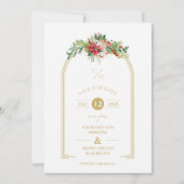 Luxe Fancy Initialen Arch Floral kerstfoto Save The Date (Voorkant)