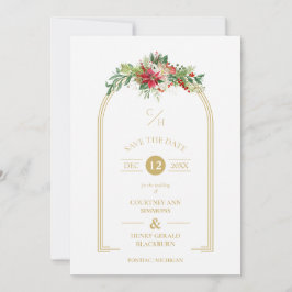 Luxe Fancy Initialen Arch Floral kerstfoto Save The Date