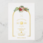 Luxe Fancy Initialen Boog Bloem Kerstmis Folie Uitnodiging (Voorkant)