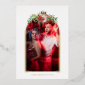 Luxe Fancy Initialen Boog Bloem Kerstmis Folie Uitnodiging (Achterkant)