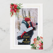 Luxe Fancy Initialen Floral-kerstfeestjes Folie Uitnodiging (Voorkant)