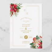 Luxe Fancy Initialen Floral-kerstfeestjes Folie Uitnodiging (Achterkant)