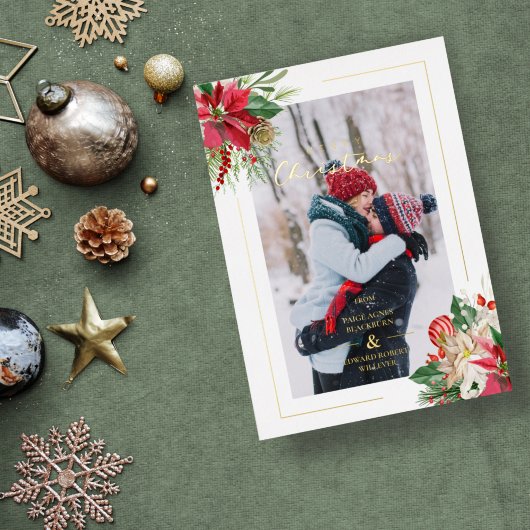 Luxe Fancy Initialen Floral-kerstfeestjes Folie Uitnodiging