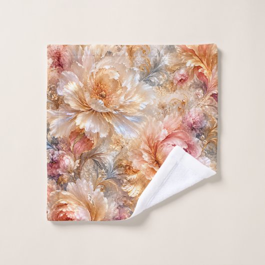 Luxe Fantasie Bloemen Bad Handdoek (Wasdoekje)
