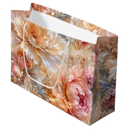 Luxe Fantasie Bloemen Groot Cadeauzakje (Voorkant Gekanteld)