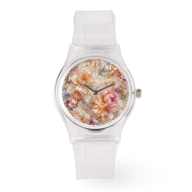 Luxe Fantasie Bloemen Horloge (Voorkant)