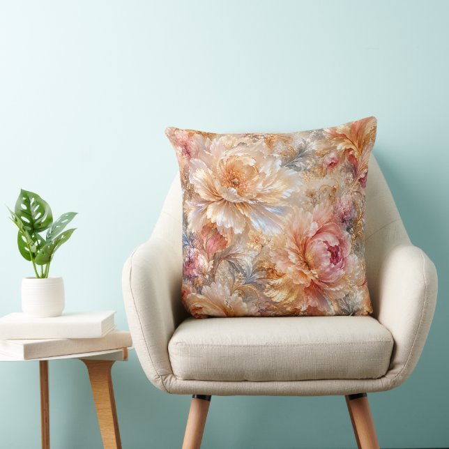 Luxe Fantasie Bloemen Kussen (Stoel)