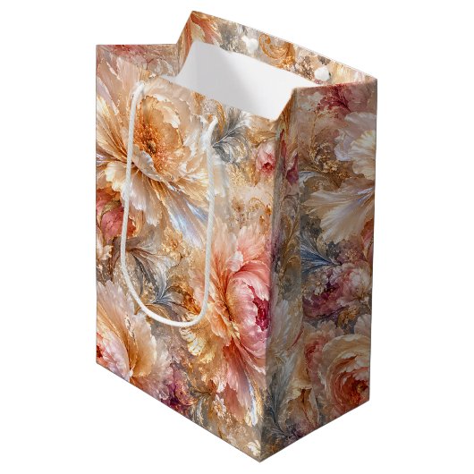 Luxe Fantasie Bloemen Medium Cadeauzakje (Voorkant Gekanteld)