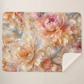 Luxe Fantasie Bloemen Sherpa Deken (Voorkant (horizontaal))