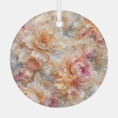 Luxe Fantasiebloemen Glas Ornament (Voorkant)