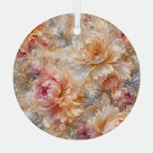 Luxe Fantasiebloemen Glas Ornament (Achterkant)