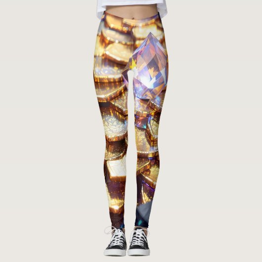 Luxe Fantasy Edelsteen Abstract Leggings (Voorkant)