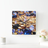Luxe Fantasy Edelsteen Abstract Vierkante Klok (Huis)