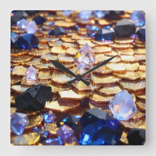 Luxe Fantasy Edelsteen Abstract Vierkante Klok