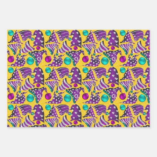 Luxe faux glitter gnomen petten Kerstmis Inpakpapier Vel (Voorkant)