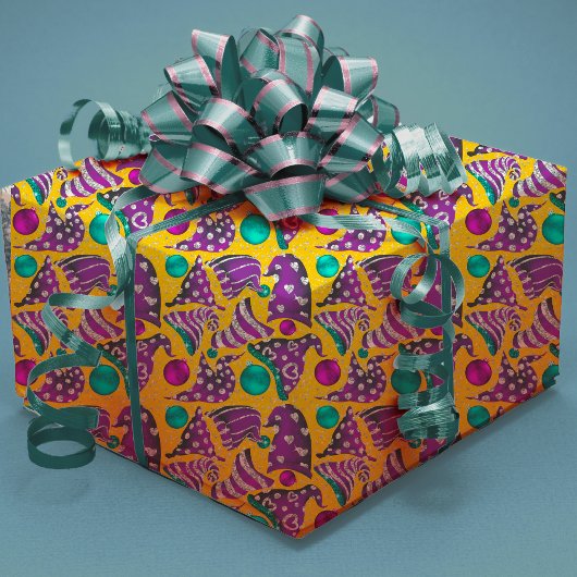 Luxe faux glitter gnomen petten Kerstmis Inpakpapier Vel