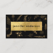 Luxe Faux Gold Bloemen Zwart Professioneel Visitekaartje (Voorkant)