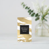 Luxe Faux Gold Brushstrokes Designer Visitekaartje (Staand voorkant)