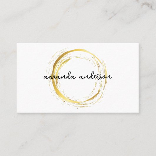 Luxe Faux Gold Circle Wit Visitekaartje (Voorkant)