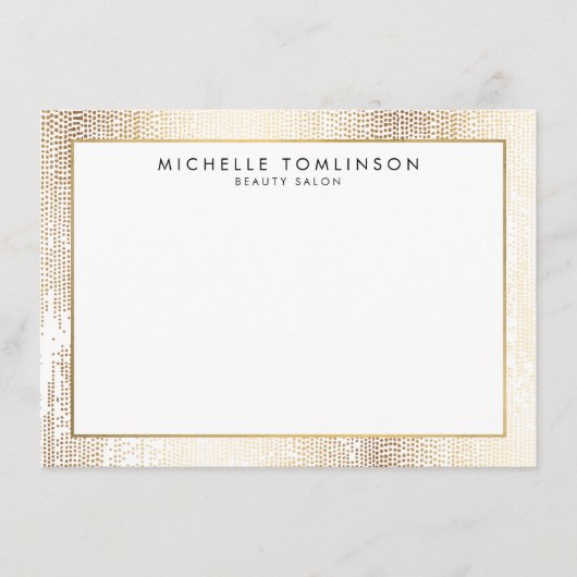 Luxe Faux Gold Confetti Rain Pattern Flat Notecard Notitiekaartje (Voorkant)