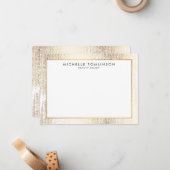 Luxe Faux Gold Confetti Rain Pattern Flat Notecard Notitiekaartje (Voorkant / Achterkant in situ)