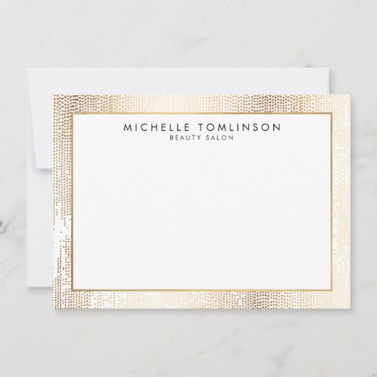 Luxe Faux Gold Confetti Rain Pattern Flat Notecard Notitiekaartje (Voorkant)
