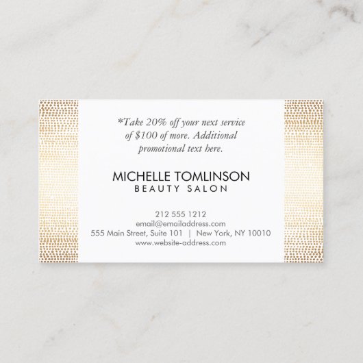 Luxe Faux Gold Confetti Rain Pattern Korting Kaart Visitekaartje (Achterkant)