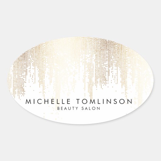 Luxe Faux Gold Confetti Rain Pattern Ovale Sticker (Voorkant)