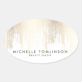 Luxe Faux Gold Confetti Rain Pattern Ovale Sticker
