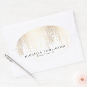 Luxe Faux Gold Confetti Rain Pattern Ovale Sticker (Envelop)