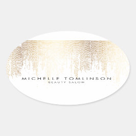 Luxe Faux Gold Confetti Rain Pattern Ovale Sticker