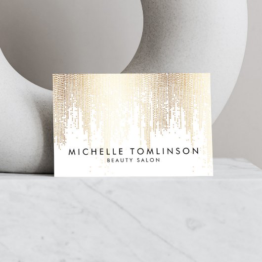 Luxe Faux Gold Confetti Rain Pattern Visitekaartje
