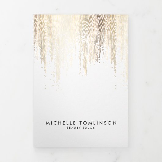 Luxe Faux Gold Confetti regenpatroon brochure Drieluik Kaart (Cover)