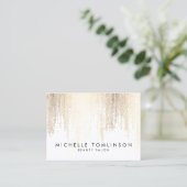 Luxe Faux Gold Confetti regenpatroon groot Visitekaartje (Staand voorkant)