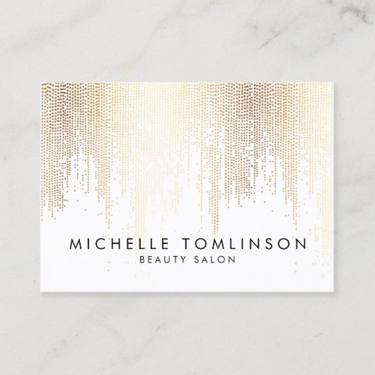 Luxe Faux Gold Confetti regenpatroon groot Visitekaartje (Voorkant)