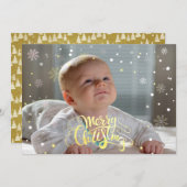 Luxe Faux Gold Falling Snow-kerstkaart Feestdagenkaart (Voorkant / Achterkant)