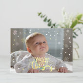 Luxe Faux Gold Falling Snow-kerstkaart Feestdagenkaart (Staand voorkant)