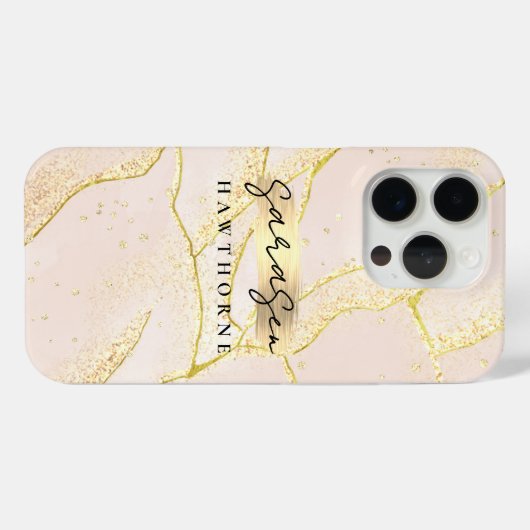 Luxe Faux Gold Folie Monogram Penseelstreek Case-Mate iPhone Case (Achterkant (horizontaal))