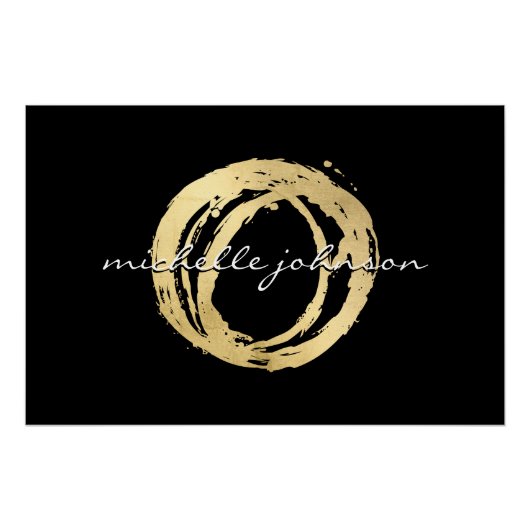 Luxe Faux Gold geschilderd Circle Designer Logo Zw Perfect Poster (Voorkant)