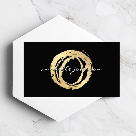 Luxe Faux Gold geschilderd Circle Designer Logo Zw Visitekaartje